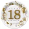 Happy Birthday 18 Gold Motifs papírtányér 8 db-os 18 cm