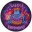 Happy Birthday Neon Cake papírtányér 8 db-os 18 cm