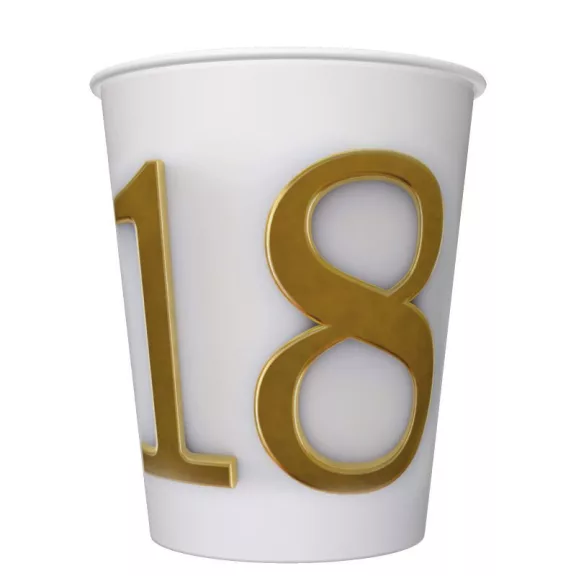Happy Birthday 18 Gold Motifs papír pohár 8 db-os 250 ml Happy Birthday 18 Gold Motifs papír pohár 8 db-os 250 ml