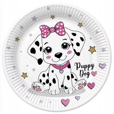 Állatos Charming Puppy papírtányér 8 db-os 18 cm