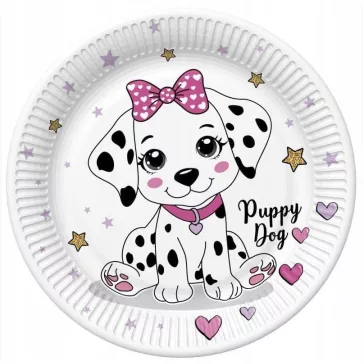 Állatos Charming Puppy papírtányér 8 db-os 22,7 cm