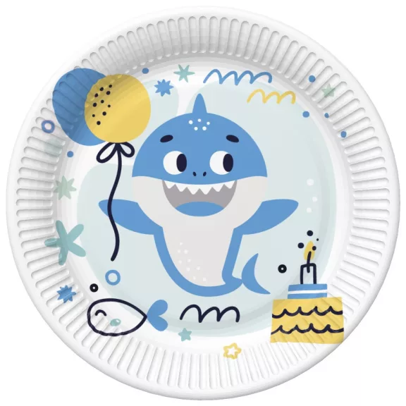 Happy Birthday Blue Shark papírtányér 8 db-os 22,7 cm Happy Birthday Blue Shark papírtányér 8 db-os 22,7 cm