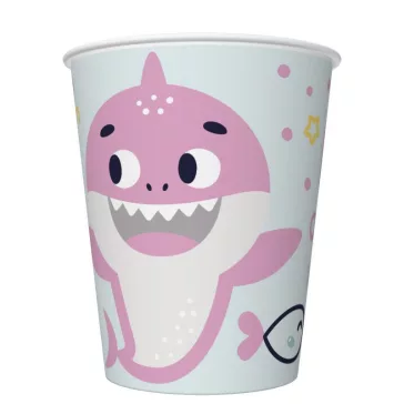 Happy Birthday Pink Shark papír pohár 8 db-os 250 ml