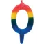 Színes Striped tortagyertya, számgyertya 0-ás
