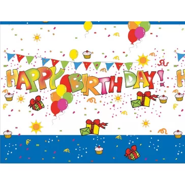 Happy Birthday Kokliko műanyag asztalterítő 120x180 cm