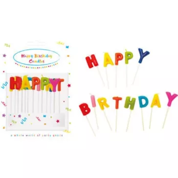 Happy Birthday Rainbow tortagyertya, gyertya szett