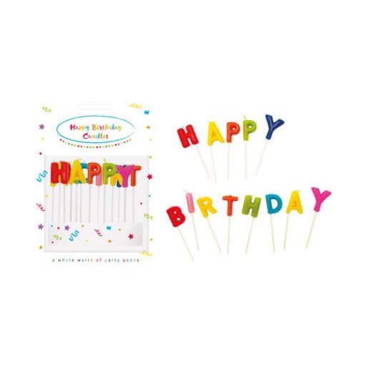 Happy Birthday Rainbow tortagyertya, gyertya szett