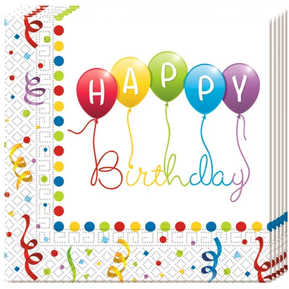 Happy Birthday Streamers szalvéta 20 db-os 33x33 cm Happy Birthday Streamers szalvéta 20 db-os 33x33 cm