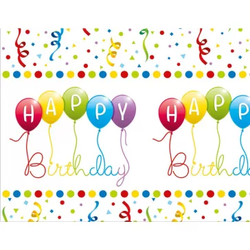 Happy Birthday Streamers műanyag asztalterítő 120x180 cm