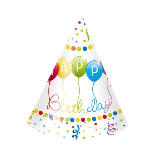 Happy Birthday Streamers parti kalap, csákó 6 db-os