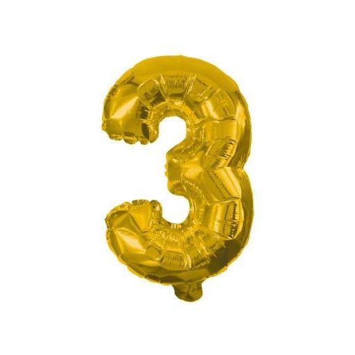 Arany Gold mini 3-as szám fólia lufi 31 cm