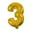 Arany Gold mini 3-as szám fólia lufi 31 cm