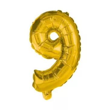Arany Gold mini 9-es szám fólia lufi 35 cm