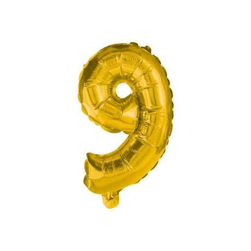 Arany Gold mini 9-es szám fólia lufi 35 cm