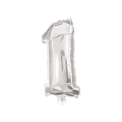 Mini 1-es Silver szám Fólia lufi 33 cm