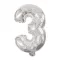 Mini 3-as Silver szám Fólia lufi 31 cm