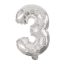 Mini 3-as Silver szám Fólia lufi 31 cm