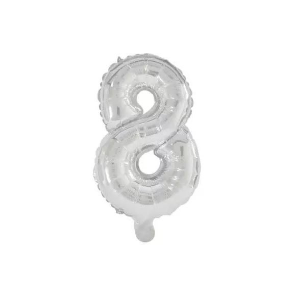 Mini 8-as Silver szám Fólia lufi 33 cm Mini 8-as Silver szám Fólia lufi 33 cm