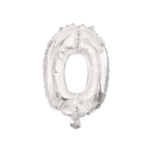 Mini 0-ás Silver szám Fólia lufi 33 cm