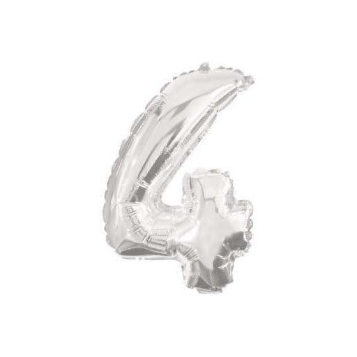 Óriás 4-es Silver szám Fólia lufi 85 cm