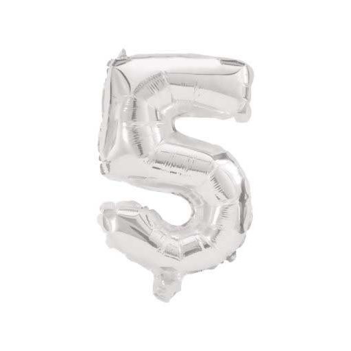 Óriás 5-ös Silver szám Fólia lufi 85 cm