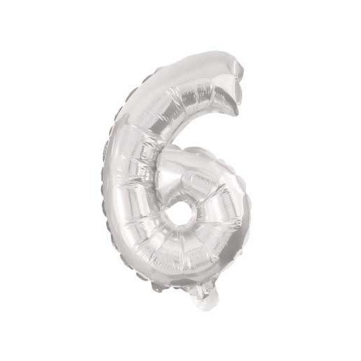 Óriás 6-os Silver szám fólia lufi 85 cm