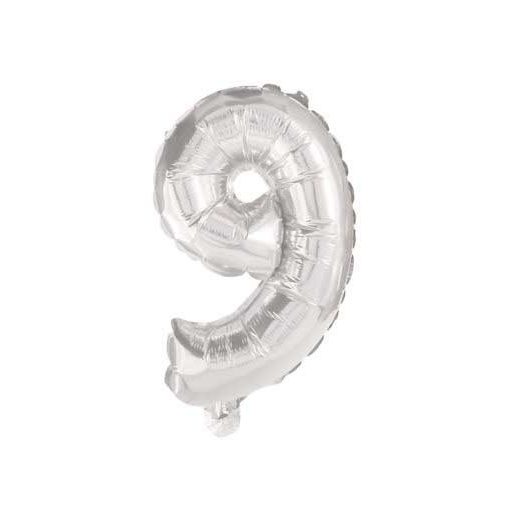 Óriás 9-es Silver szám fólia lufi 85 cm