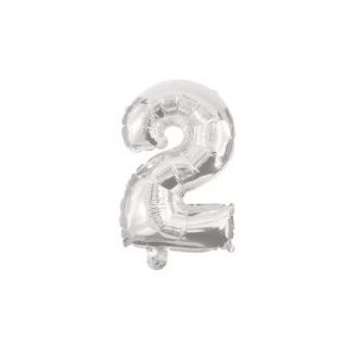 Ezüst Silver 2-es szám fólia lufi 10 cm