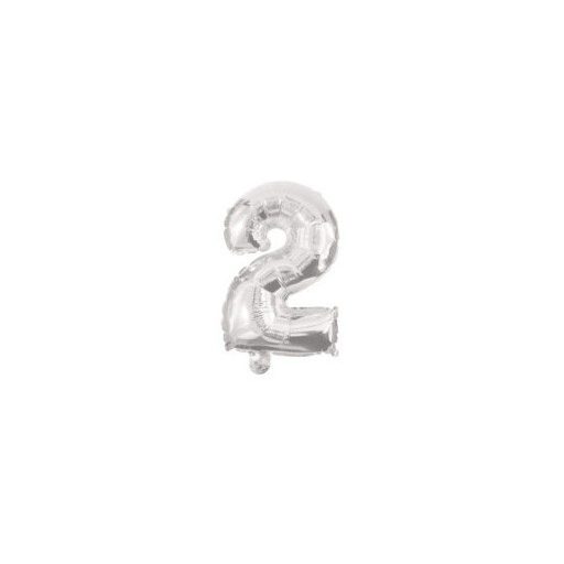 Ezüst Silver 2-es szám fólia lufi 10 cm