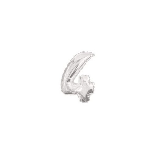 Ezüst Silver 4-es szám fólia lufi 10 cm