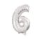 Ezüst Silver 6-os szám fólia lufi 10 cm