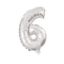 Ezüst Silver 6-os szám fólia lufi 10 cm