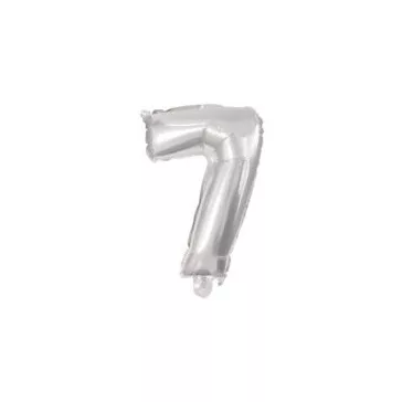 Ezüst Silver 7-es szám fólia lufi 10 cm