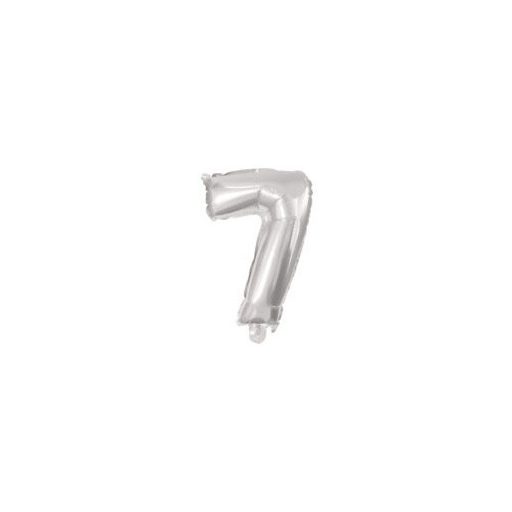 Ezüst Silver 7-es szám fólia lufi 10 cm