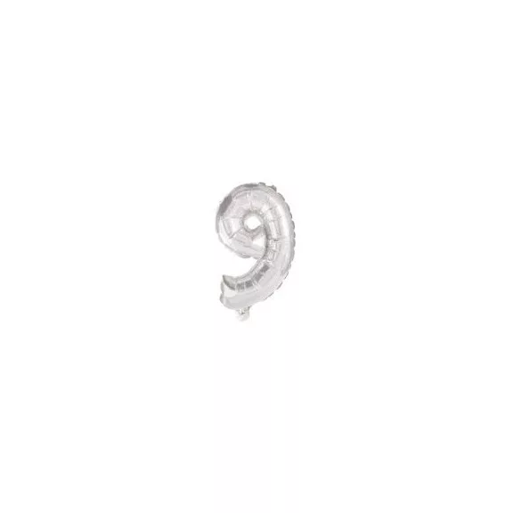Ezüst Silver 9-es szám fólia lufi 10 cm Ezüst Silver 9-es szám fólia lufi 10 cm