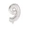 Ezüst Silver 9-es szám fólia lufi 10 cm