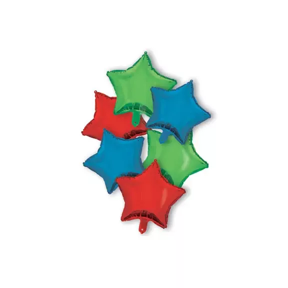 Csillag Red Blue Green Star fólia lufi 6 db-os szett 46 cm Csillag Red Blue Green Star fólia lufi 6 db-os szett 46 cm