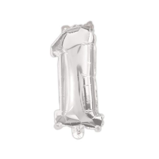 Ezüst Silver 1-es szám fólia lufi 95 cm