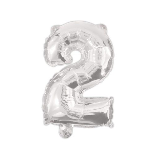 Ezüst Silver 2-es szám fólia lufi 95 cm