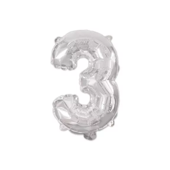 Ezüst Silver 3-as szám fólia lufi 95 cm Ezüst Silver 3-as szám fólia lufi 95 cm