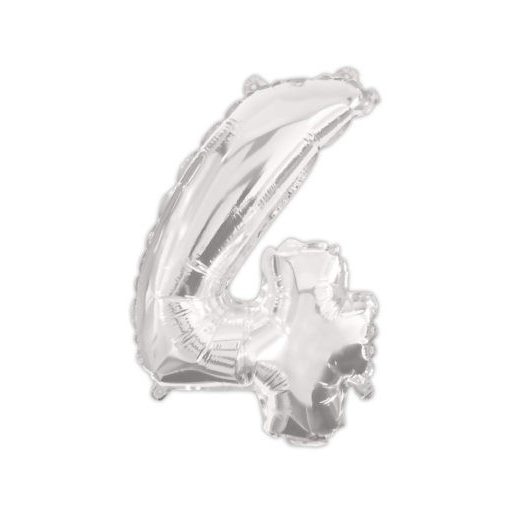 Ezüst Silver 4-es szám fólia lufi 95 cm