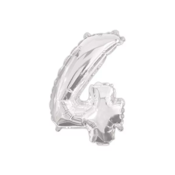 Ezüst Silver 4-es szám fólia lufi 95 cm Ezüst Silver 4-es szám fólia lufi 95 cm
