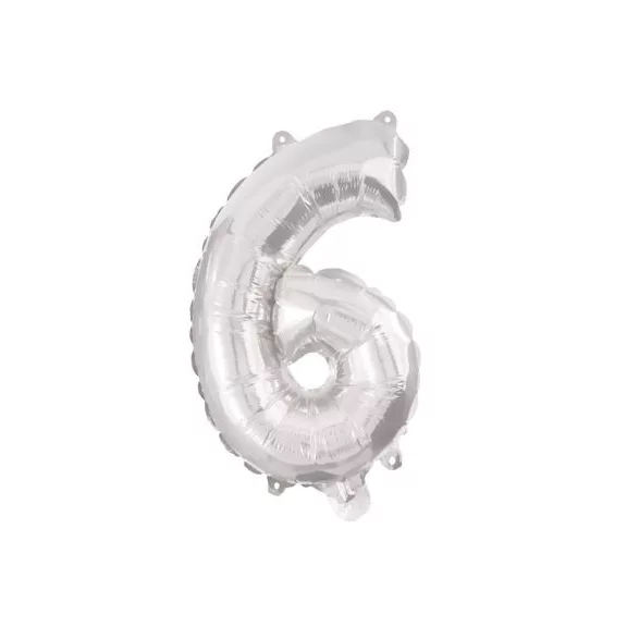 Ezüst Silver 6-os szám fólia lufi 95 cm Ezüst Silver 6-os szám fólia lufi 95 cm