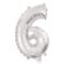 Ezüst Silver 6-os szám fólia lufi 95 cm