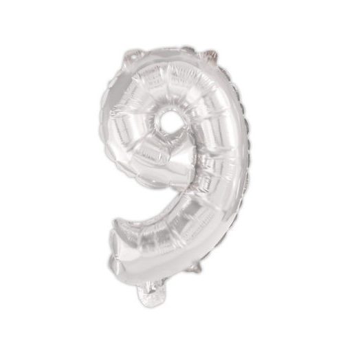 Ezüst Silver 9-es szám fólia lufi 95 cm