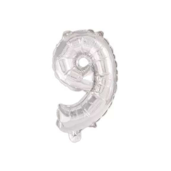 Ezüst Silver 9-es szám fólia lufi 95 cm Ezüst Silver 9-es szám fólia lufi 95 cm