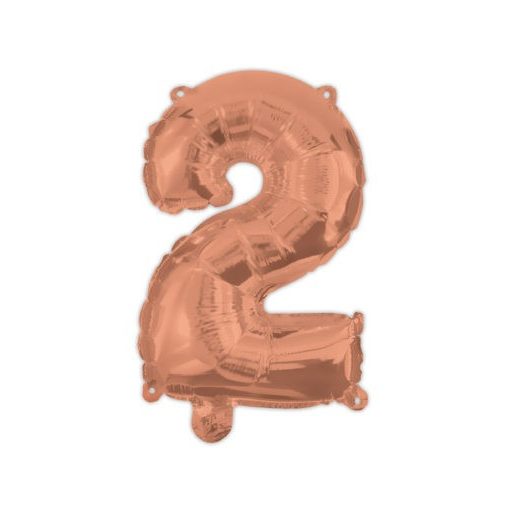 Színes Rose Gold 2-es szám fólia lufi 95 cm