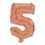 Színes Rose Gold 5-ös szám fólia lufi 95 cm