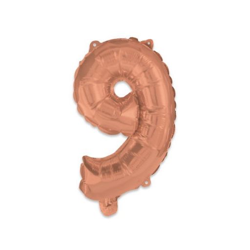 Színes Rose Gold 9-es szám fólia lufi 95 cm