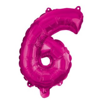 Rózsaszín Hot Pink 6-os szám fólia lufi 95 cm